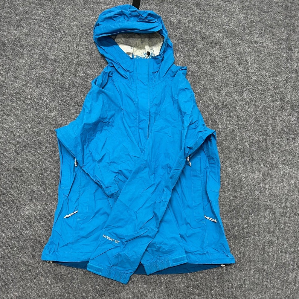 The North Face Jacket Womens Size M Blue HyVent DT Waterproof Rain Hooded Flaw